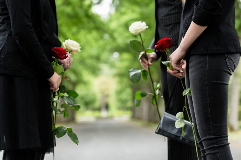 family at a funeral
