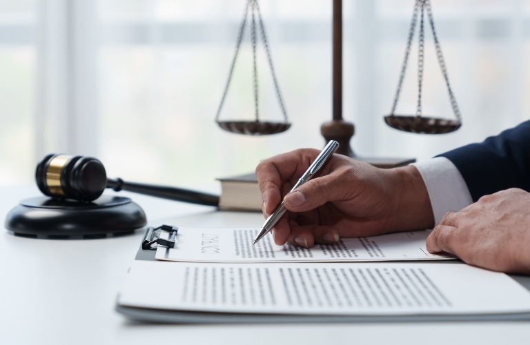lawyer is working with documents